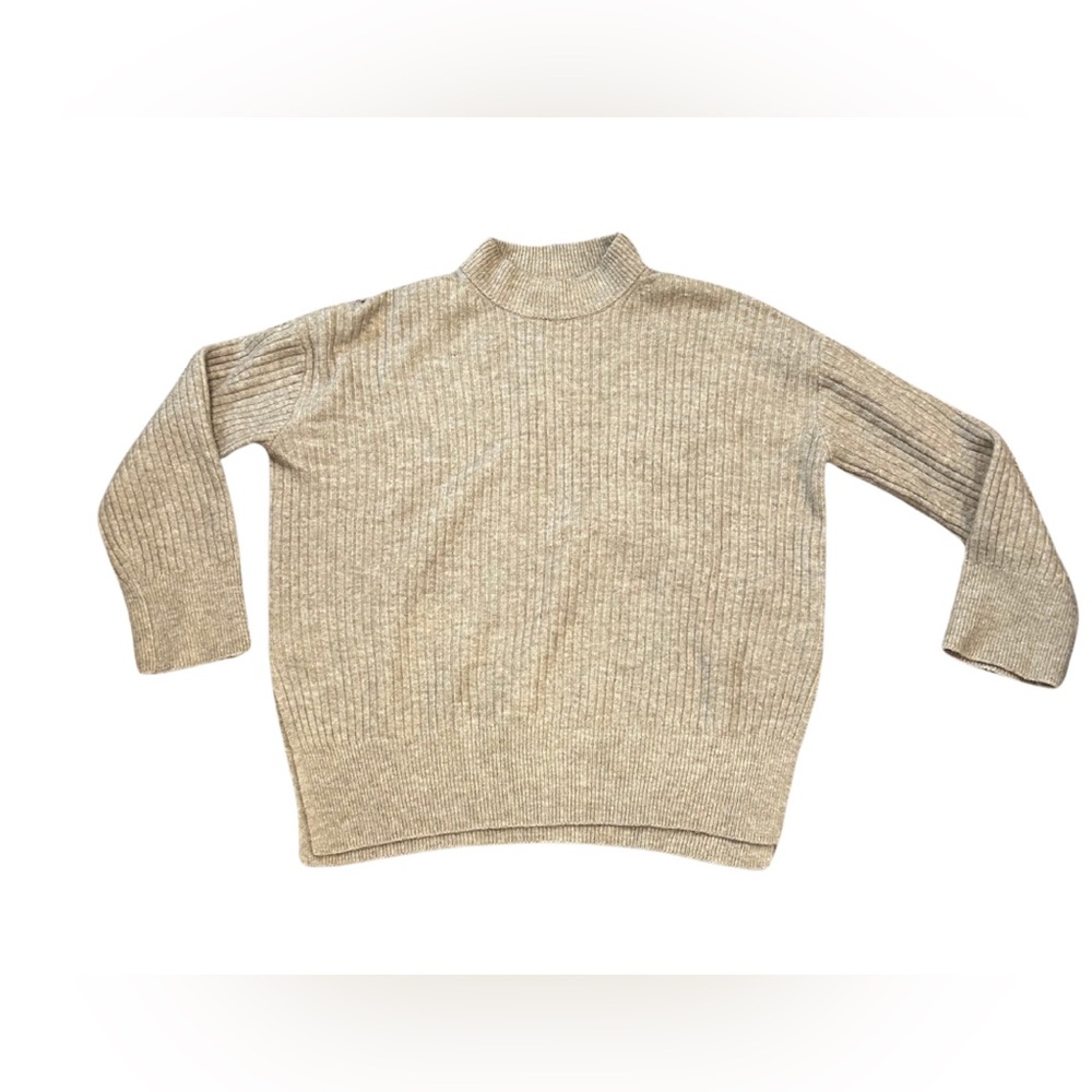 H&M Wool Blend Ribbed High Neck Sweater | Cream | Size XS